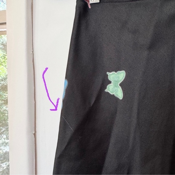 Lisa Says Gah Michelle Butterfly Mini Skirt Satin Black Medium - Picture 4 of 12